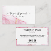 金ゴールド・ピンク・ウォーター・カラー・カ絵画リグラフィの（ばちゃばちゃ）跳ねる 名刺 (正面/裏面)