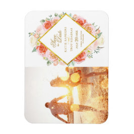 金ゴールド、ピンク、サンゴ、桃の日付はがきを保存 マグネット