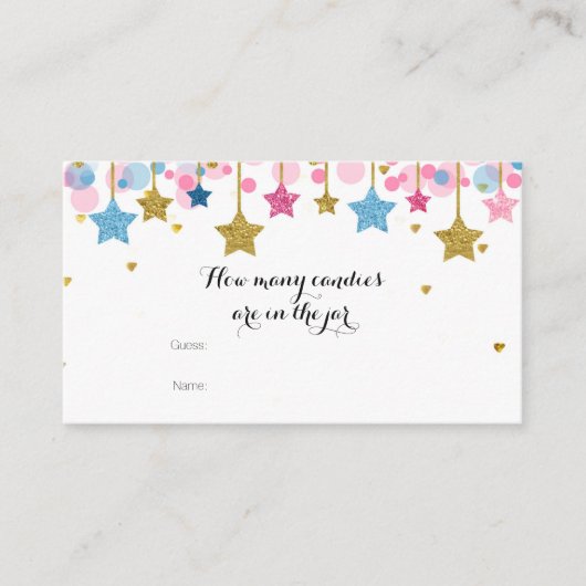 金ゴールド·ピンク·ブルー·トゥインクル瓶の中のキャンディー数 エンクロージャーカード (正面)