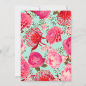 金ゴールド、ピンク&ミントフローラブライダルシャワー招待状 招待状 (裏面)