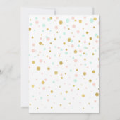 金ゴールド、ピンク、ミント |赤ちゃんシャワーの性別 招待状 (裏面)