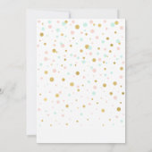 金ゴールド、ピンク、ミント |赤ちゃんシャワーの性別 招待状 (裏面)