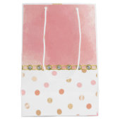 金ゴールド，ピンク，水玉模様，パステルガーリー，甘い，シック ミディアムペーパーバッグ (裏面)