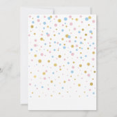 金ゴールド、ピンク、青いバルーン | Ohベビーベビーシャワー 招待状 (裏面)