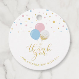 金ゴールド、ピンク、青 |ベビーシャワーありがとうメッセージカード フェイバータグ