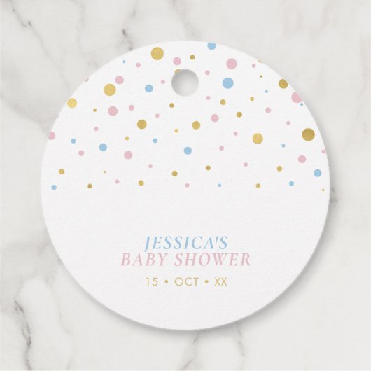 金ゴールド、ピンク、青 |ベビーシャワーありがとうメッセージカード フェイバータグ (裏面)