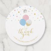 金ゴールド、ピンク、青 |ベビーシャワーありがとうメッセージカード フェイバータグ (正面)