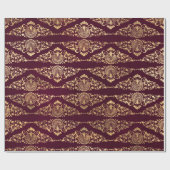金ゴールド·ピーコックスとフィリグリーオン·バルゴンディ ラッピングペーパー (フラット)