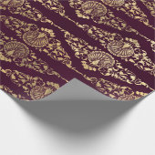 金ゴールド·ピーコックスとフィリグリーオン·バルゴンディ ラッピングペーパー (角)