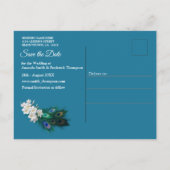 金ゴールド、ピーコック2羽、エメラルドグリーンシルクの羽毛 案内ポストカード (裏面)