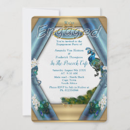 金ゴールド、ピーコック、羽根とエメラルドグリーンシルク 招待状