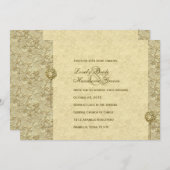 金ゴールド·ファンシーヴィンテージBrocade結婚式招待状 招待状 (正面/裏面)