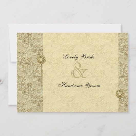 金ゴールド·ファンシーヴィンテージBrocade結婚式招待状 招待状 (裏面)