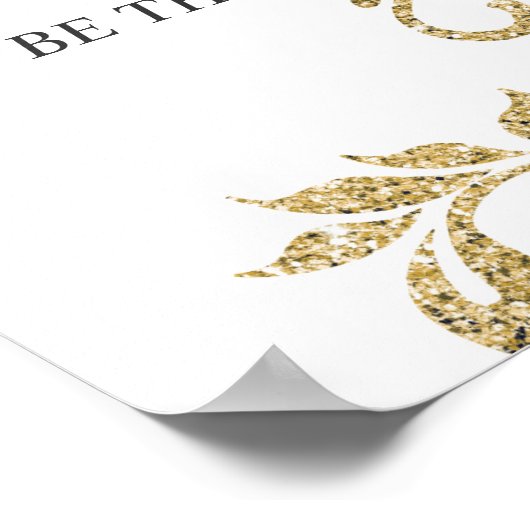 金ゴールド、フェイクグリッター、カスタムウェディングウェルカム ポスター (角)