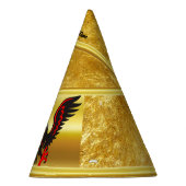 金ゴールド・フォイルのテクスチャを持つ漫画の黒と赤のワシ パーティーハット (右)