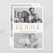 金ゴールド |フォトク数々のリスマス シーズンカード (正面/裏面)