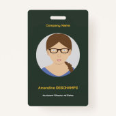 金ゴールド&フォレストグリーンサークル写真社員バッジ バッジ (正面)