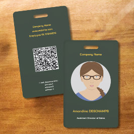 金ゴールド&フォレストグリーンサークル写真社員バッジ バッジ