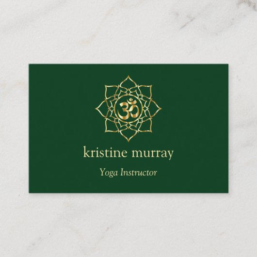 金ゴールド&フォレストグリーンヨガインストラクター | 名刺 (正面)