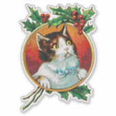 金ゴールド・フレーム内の猫 シール (正面)