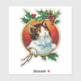 金ゴールド・フレーム内の猫 シール