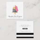 金ゴールド&フローラケーキ&ベーカリー名刺 スクエア名刺 (正面/裏面)