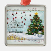 金ゴールド、フローラフラムクリスマスメ結婚したタルオーナメント メタルオーナメント (正面)