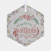 金ゴールド、フローラフレームクリスマス結婚した ガラスオーナメント (裏面)