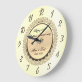 金ゴールド·フローラ·ダ結婚イヤモンド25周年 ラージ壁時計 (傾斜)