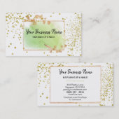 *~*金ゴールド·フローラ·フレーガーリーム(緑)白 名刺 (正面/裏面)