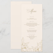 金ゴールド·フローラ·ポニー、アイボリー結婚のメニュー·カード プログラム (正面/裏面)