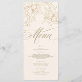 金ゴールド·フローラ·ポニー、アイボリー結婚のメニュー·カード プログラム