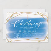 金ゴールド&ブエレガントルーボーイ《キリスト教》洗礼式や命名式 招待状 (正面)