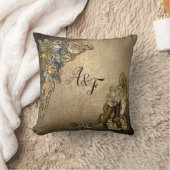 金ゴールド&ブラススチームパンク彫刻結婚のギフト クッション (ブランケット)