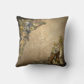 金ゴールド&ブラススチームパンク彫刻結婚のギフト クッション (裏面)