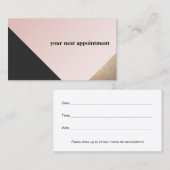 金ゴールド、ブラックおよびピンクの幾何学的サロンアポイントメント 予約カード (正面/裏面)