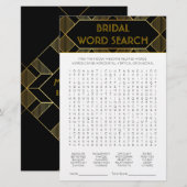 金ゴールド&ブラックアールデコヴィンテージブライダルシャワーゲーム (正面/裏面)