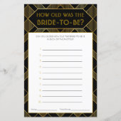 金ゴールド&ブラックアールデコヴィンテージブライダルシャワーゲーム (正面)