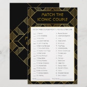 金ゴールド&ブラックアールデコヴィンテージブライダルシャワーゲーム (正面/裏面)