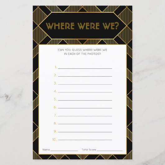 金ゴールド&ブラックアールデコヴィンテージブライダルシャワーゲーム (正面)