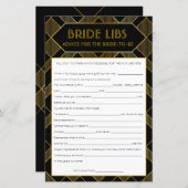 金ゴールド&ブラックアールデコヴィンテージブライダルシャワーゲーム (正面/裏面)