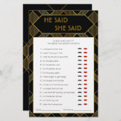 金ゴールド&ブラックアールデコヴィンテージブライダルシャワーゲーム (正面/裏面)