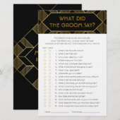 金ゴールド&ブラックアールデコヴィンテージブライダルシャワーゲーム (正面/裏面)