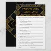 金ゴールド&ブラックアールデコヴィンテージブライダルシャワーゲーム (正面/裏面)