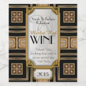 金ゴールド+ブラックアールデコヴィンテージワインボトルラベル ワインラベル (シングルラベル)