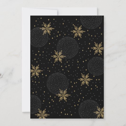 金ゴールド&ブラックウィンタースノーカップルウェディングシャワー 招待状 (裏面)