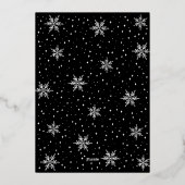 金ゴールド&ブラックウィンタースノーカップルウェディングシャワー 箔招待状 (裏面)