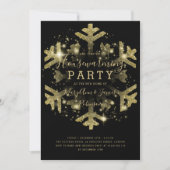 金ゴールド&ブラックウィンター引っ越し祝いパーティーパーティー 招待状 (正面)