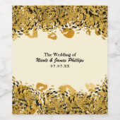 金ゴールド&ブラックエキゾチックなジャングルシックヒョウのワイン ワインラベル (シングルラベル)