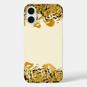 金ゴールド&ブラックエキゾチックなジャングルチーターグラマークリーム iPhone 16 PLUSケース